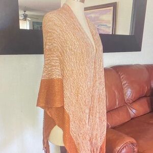 Elegant Knit Poncho in Warm Orange